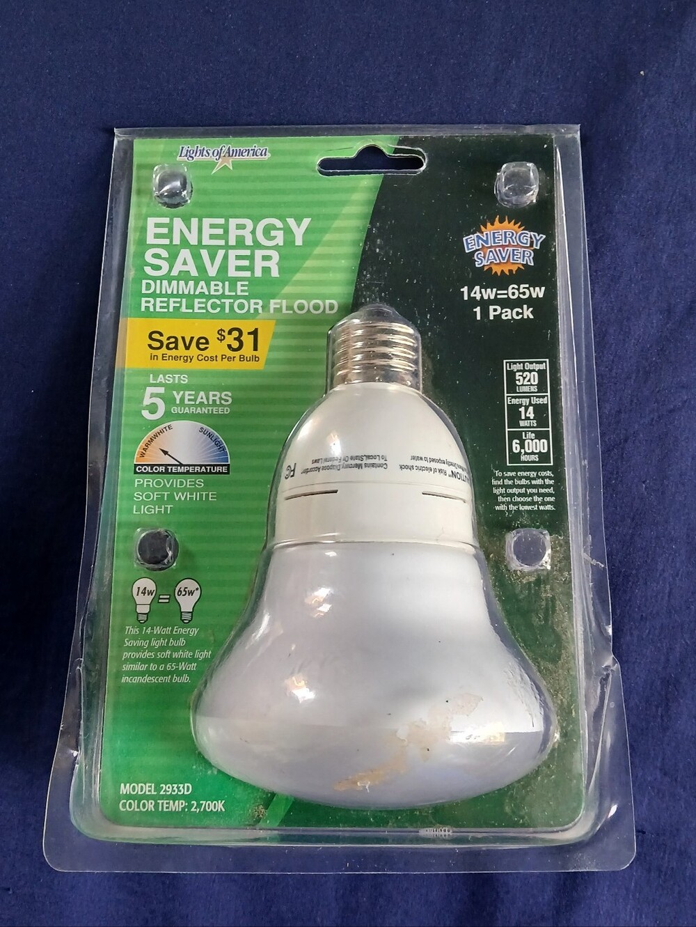 Energy Saver Dimmable Reflector Flood Bulb - White